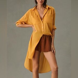 Anthropologie Duster Tunic Shirt in orange cotton women’s size large